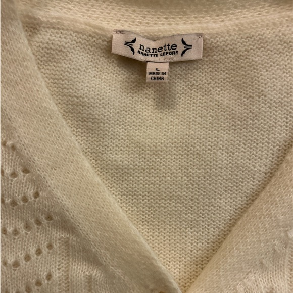 NWT NANETTE LEPORE Cream colored button up sweater. Size L. - Picture 3 of 3